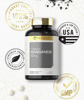 Chelated Manganese | 200 Tablets | Vegetarian, Non-Gmo, Gluten Free Supplement | By Carlyle