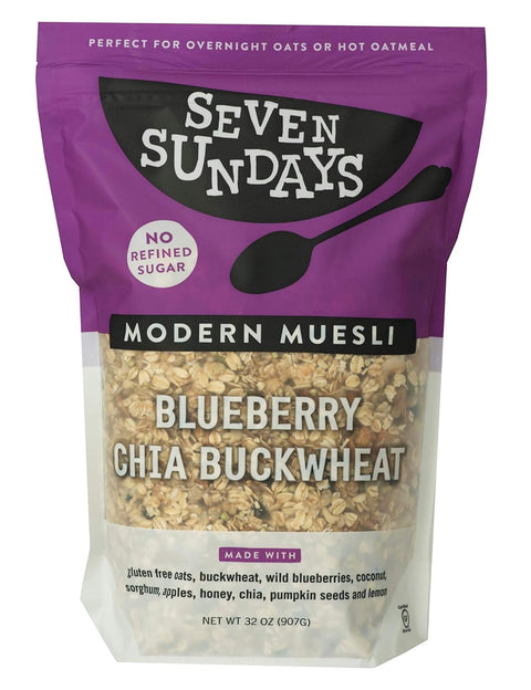 Seven Sundays Muesli Cereal, Classic Bircher Apple Cinnamon Almond, 32 Oz Bag (Pack of 4), Gluten Free, 0g Added Sugar, Enjoy Warm, Cool or as Overnight Oats