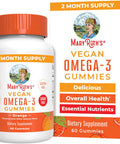 Maryruth Organics Vegan Omega 3 Gummies for Adults | 2 Month Supply | Sugar Supplement with Vitamin C | Flaxseed Oil Immune Support | Overall Wellness | No Fish Taste | 60 Count