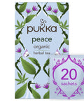 Pukka Organic Peace Herbal Tea with Spearmint, Ashwagandha, and Hemp Seed Oil, Caffeine Free, 20 Total Tea Bags