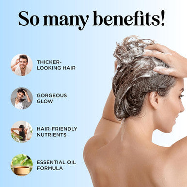Exfoliating Shampoo Brush Plus Biotin Shampoo Bundle - Hair Shampoo Brush And Scalp Exfoliator With Volumizing Shampoo Made With Rosemary Essential Oil And Biotin For Thinning Hair