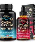 NUTRAHARMONY Gaba With L-Theanine Capsules & Organic Vitamin B12 Drops