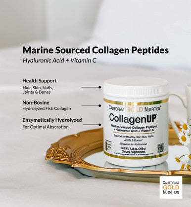 California Gold Nutrition, CollagenUP, Hydrolyzed Marine Collagen Peptides with Hyaluronic Acid and Vitamin C, Unflavored