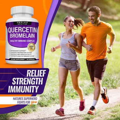 Toplux Quercetin With Bromelain And Zinc 1050Mg - Advanced Immune Support Supplement, Supports Antioxidant, Immune System, For Men Women, 60 Capsules