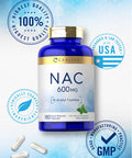 Carlyle Nac N-Acetyl Cysteine 600Mg | 180 Capsules | With Peppermint | Free Form Supplement | Non-Gmo, Gluten Free