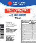 Absolute Immunity ZINC and Elderberry Gummies Immune System Health Adults and Kids 30ct. 2 Pack