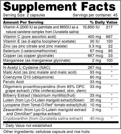 Daily Protector Eye Immune Lutein Lycopene Zeaxanthin Cryptoxanthin Bilberry and More for Eye Immune and Skin Health