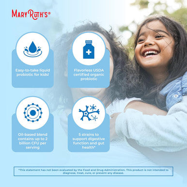 MaryRuth Organics Kids Probiotic Liquid Drops | USDA Organic Probiotics for Digestive Health | Ages 4+ Gut Health & Immune Support Supplement | Overall Health | Vegan | Non-GMO | 1 Fl Oz