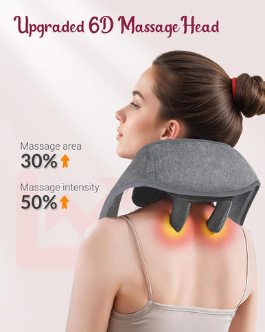 Neck Massager With Heat, 6D Cordless Neck Shoulder Massager For Pain Relief Deep Tissue, Shiatsu Back Massgaer For Neck, Shoulder, Gifts