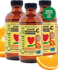 CHILDLIFE ESSENTIALS Liquid Vitamin C - Immune Support, Vitamin C Liquid, All-Natural, Gluten-Free, Allergen Free, Non-GMO, High in Antioxidants - Orange Flavor, 4 Ounce Bottle (Pack of 3)