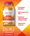 D3, K2, & Calcium Gummies | 120 Count | Vegetarian, Non-GMO, and Gluten Free Vitamin Supplement | by Carlyle