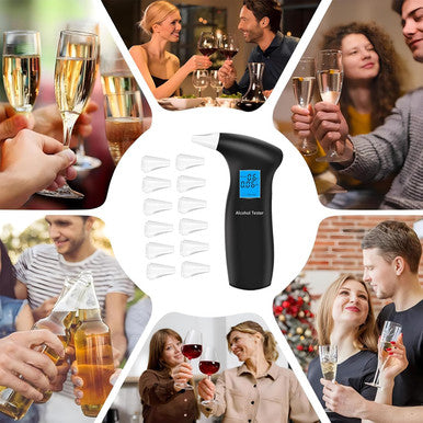 Haptique Breathalyzer With Lcd Digital Display Portable Tester For Alcohol Includes 12 Mouthpieces(Blue)