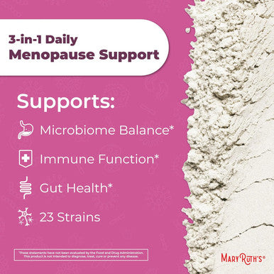 Maryruth Organics 3-in-1 Menopause Probiotics for Women | Clinically Tested | Menopause Supplement for Women | Hormonal Support & Estrogen Supplement for Women| 60 Billion CFU | Allergen | 0.5 oz