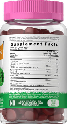 Carlyle Kids B Complex Gummies | 90 Count | Peach Raspberry Flavor | Non-GMO Gluten & Vegan Supplement | Lil' Sprouts