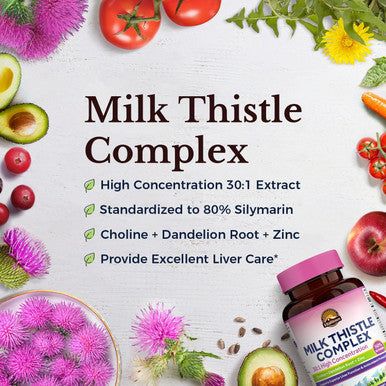Vitalitown Milk Thistle Complex 30X Extract & Std. 80% Silymarin Choline + Dandelion Root + Zinc Superior Liver & Antioxidant Support Vegan, Non-Gmo, No Dairy 600 Mg 60 Veggie Caps