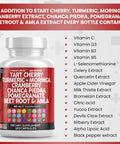 Tart Cherry Extract Capsules 20,000Mg With Turmeric 8000Mg Moringa 4000Mg Cranberry 2000Mg Chanca Piedra Celery Quercetin Beet