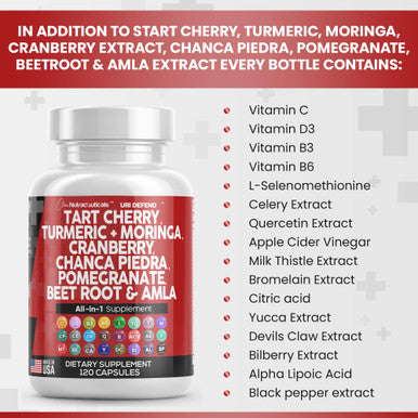Tart Cherry Extract Capsules 20,000Mg With Turmeric 8000Mg Moringa 4000Mg Cranberry 2000Mg Chanca Piedra Celery Quercetin Beet