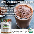 Plantvital Vegan Protein Powder Plant Based, Organic Protein Powder Chocolate, 24G/0G Sugar, 12 Superfoods, Veggies, Probiotics, Raw Cocoa, Kale, Beets, Spirulina, Pea, Gluten-, Keto-Friendly,16Oz