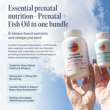 FullWell Women's Prenatal Essentials - Women s Prenatal Multivitamin & Fish Oil - Supports Maternal Health & Fetal Development - Omega 3 DHA Folate & Choline- 30 Servings
