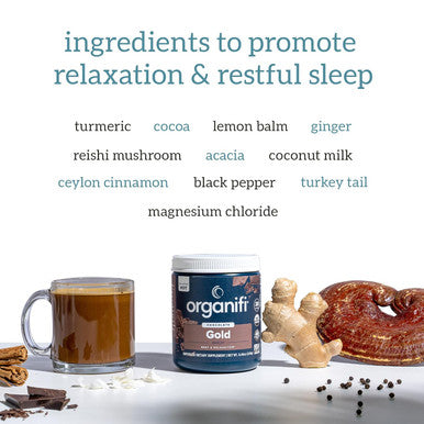 Organifi - Gold Chocolate - Superfood Supplement Powder - 20 Day Supply - Supports Restful Sleep, Immune Health And Recovery - Cocoa, Organic Turmeric And Reishi Mushroom Infused Golden Milk Drink Mix