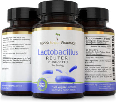 Florida Herbal Pharmacy Lactobacillus Reuteri (Probiotic) Supplement Capsules 20 Billion CFU 1000 mg Serving 500 mg per Capsule (120 Capsules) (Pack of 1)