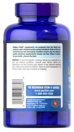 Puritan's Pride L-arginine 1000 Mg Capsules 100 Count White (4332490165)