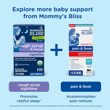 Mommy's Bliss Organic Baby Cough Syrup and Mucus + Immunity Support Contains Agave & Ivy Leaf 4 month+ 1.67 Fl Oz