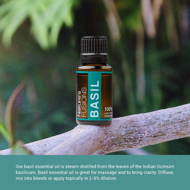 Natures Fusions Basil Essential Oil for 100% Pure 15ml