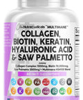 Collagen Pills 1000Mg Biotin 10000Mcg Keratin Saw Palmetto 2500Mg Hyaluronic Acid - Hair Skin And Nails Vitamins And Dht Blocker