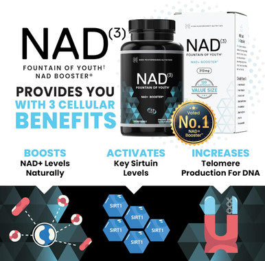 Hpn Supplements Nad3 Nad+ Booster Size 2 Month Supply Clinically Proven & Independently Tested - Metabolic Repair 312 Mg/ Serving - 120 Capsules