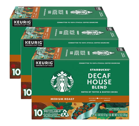 Starbucks K-Cup Coffee Pods, Medium Roast Hot or Iced Coffee, Decaf House Blend, 60 Keurig Pods
