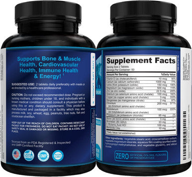 Potent Garden Mega Mineral Supplement Complete Mineral Complex With Calcium Magnesium Zinc Potassium Boron Selenium Chromium & 72 Trace Minerals Iron Calcium Supplement -100 Pills