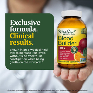 MegaFood Blood Builder - Iron Supplement Clinically Shown To Increase Iron Levels Without - Iron Supplement For Women With Vitamin C Vitamin B12 And Folic Acid - Vegan - 180 Tabs