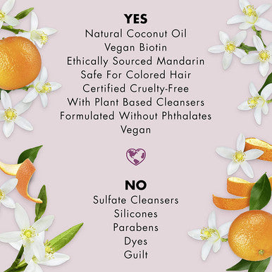 Love Beauty And Planet Sulfate-Free Shampoo Deep Cleanse, Hydrate, Strengthen, Volumize & Shine Vegan Biotin & Sun-Kissed Mandarin 5-in-1 Multi-Benefit Nourishing Shampoo 13.5oz