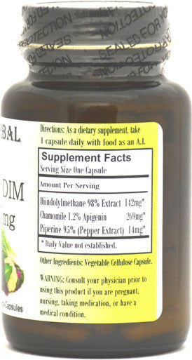 Barlowe's Herbal Elixirs DIM Bio-Available Complex - 60 425mg VegiCaps - Stearate Free, Glass Bottle!