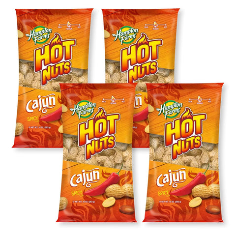 Hampton Farms Hot Nuts Cajun Spicy Peanuts, 10 oz.(Pack of 2)