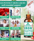 WellVeraVida Liquid Iron Supplement W/Vitamin C, B-Complex, High Potency Iron Liquid W. Multivitamin, Vegan Iron Drops For Women, Kids, Chelate Liquid Iron Supplement For Anemia, Fatigue, Red Blood Cell Support