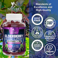 Nature'S Nutrition Immune Support Gummies - Powerful Sambucus Elderberry Gummies with Elderberry Extract Zinc & Vitamin C Gummy Max Potency Natural Vegan Immune Support Supplement for Adults & Children - 120 Gummies