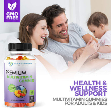Multivitamin Gummies for Adults and Kids with Vitamin A C D3 E B6 B12 Biotin and Zinc with No High Fructose Corn Syrup Gluten or Artificial Sweeteners 60 Gummy Vitamins Full 30Day Supply