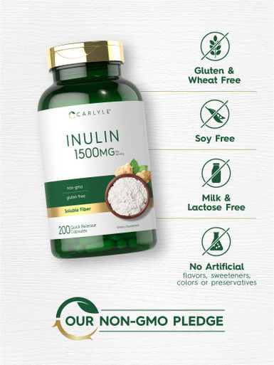 Carlyle Inulin Powder Capsules | 1500Mg | 200 Count | Non-Gmo And Gluten Free Supplement