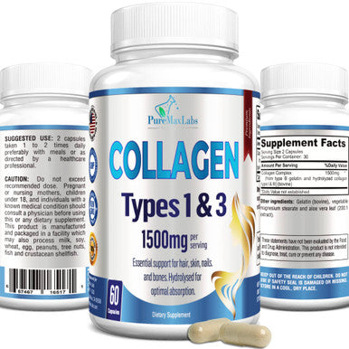 YUMMYVITE Collagen Types I & Iii - Collagen Pills, Supports Healthy Hair, Skin, Nails, Joints - Hydrolyzed Collagen Supplement, 60 Capsules