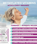 Just One Daily Methylated Multivitamin - 60 Caps Pure Methyl B12, Methylfolate Mthfr Support Supplement Iron Methylated Vitamins For Men & Women 2 Months Supply Gluten Free