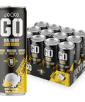 Jocko GO Energy Drink - Keto, Vitamin B12, Vitamin B6, Electrolytes, L Theanine, Magnesium- Energy Boost, Sugar Free Nootropic Monk Fruit Blend - 12 Pack (Pink Lemonade)