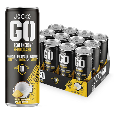 Jocko GO Energy Drink - Keto, Vitamin B12, Vitamin B6, Electrolytes, L Theanine, Magnesium- Energy Boost, Sugar Free Nootropic Monk Fruit Blend - 12 Pack (Pink Lemonade)