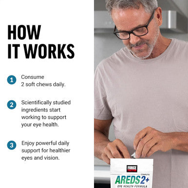 Force Factor AREDS2+ Eye Vitamins with Lutein & Zeaxanthin AREDS 2 Formula to Support Macular Carotenoids Eye Health Supplements for Adults to Support Vision Tropical Punch Flavor 60 Soft Chews