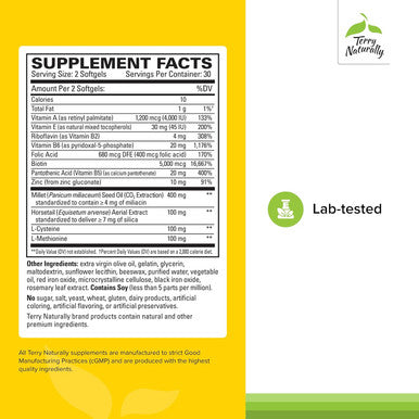 Terry Naturally Hair ReFormula - Hair Growth Support Supplement With Horsetail Biotin & Folic Acid - Millet Seed Oil For Keratin Production Support - 60 Softgels