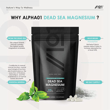 Magnesium Citrate 1480mg with BioPerineAÃƒâ€šÃ‚Â® - Sourced from The Dead Sea - Providing 440mg Elemental Magnesium - Supports The Nervous System - Reduces Tiredness and Fatigue - 90 Vegan Capsules