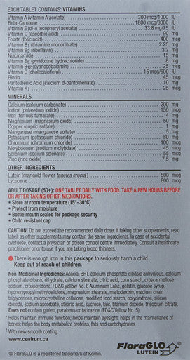 Centrum Select Essentials Complete Multivitamin & Mineral Supplement Adults 50+ 100 Tablets