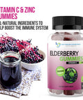 Elderberry Gummies with Zinc and Vitamin C Black Elderberry with Vitamin C and Zinc for Kids and Adults Antioxidant Supplement 60 Gummies