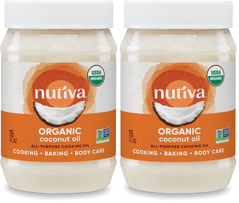 Nutiva Organic Steam-Refined Coconut Oil, 54 Fl Oz, USDA Organic, Non-GMO, Vegan, Keto, Paleo, Neutral Flavor and Aroma for Cooking & Natural Moisturizer for Skin and Hair